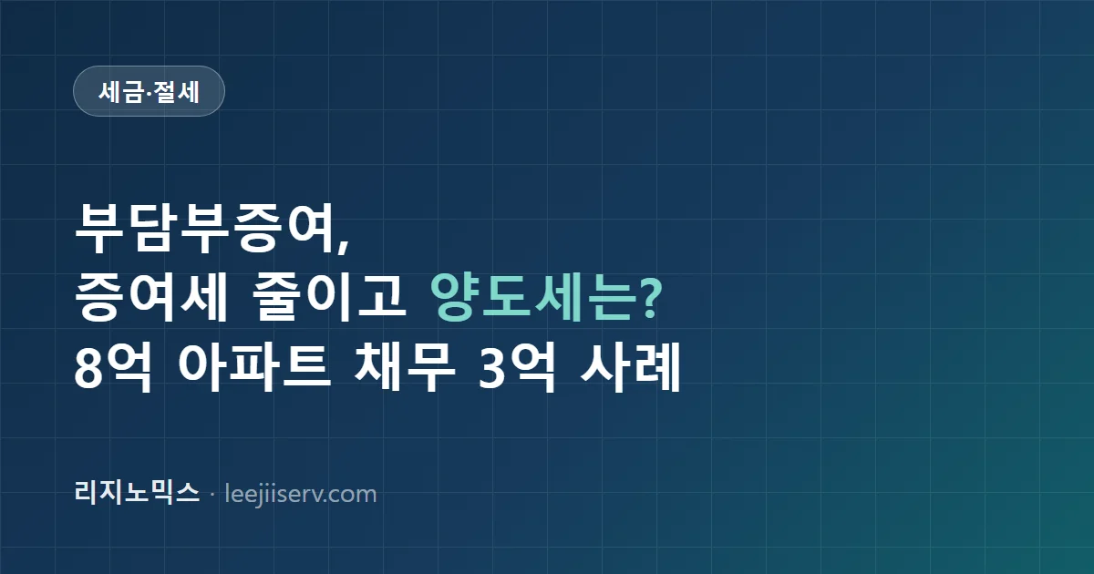 부담부증여 완전 가이드 — 채무 낀 만큼 증여세 줄이고, 양도세·취득세는 얼마나 내나 (2026)