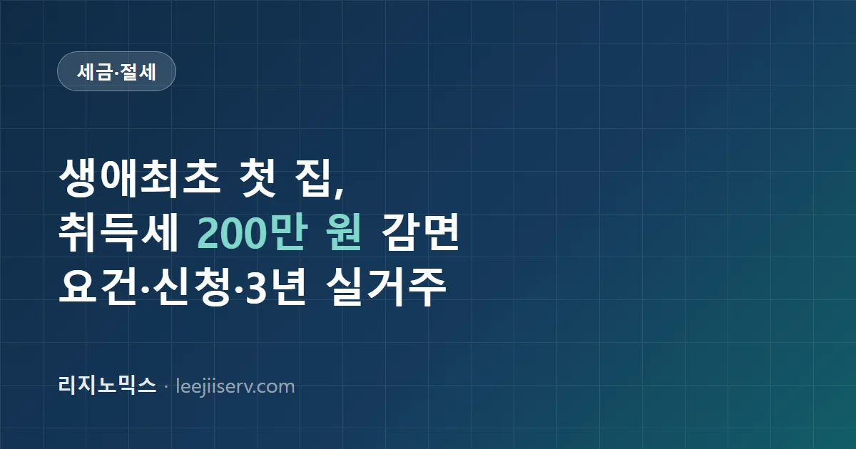 생애최초 주택 취득세 감면 — 200만 원 한도, 12억 이하 요건부터 3년 실거주 추징까지 (2026)