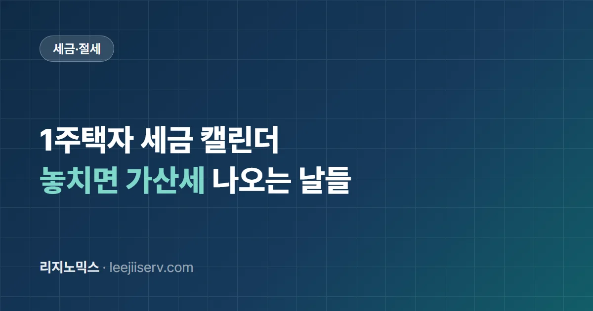 1주택자 세금 캘린더 — 1월부터 12월까지, 놓치면 가산세 나오는 날들 (2026)