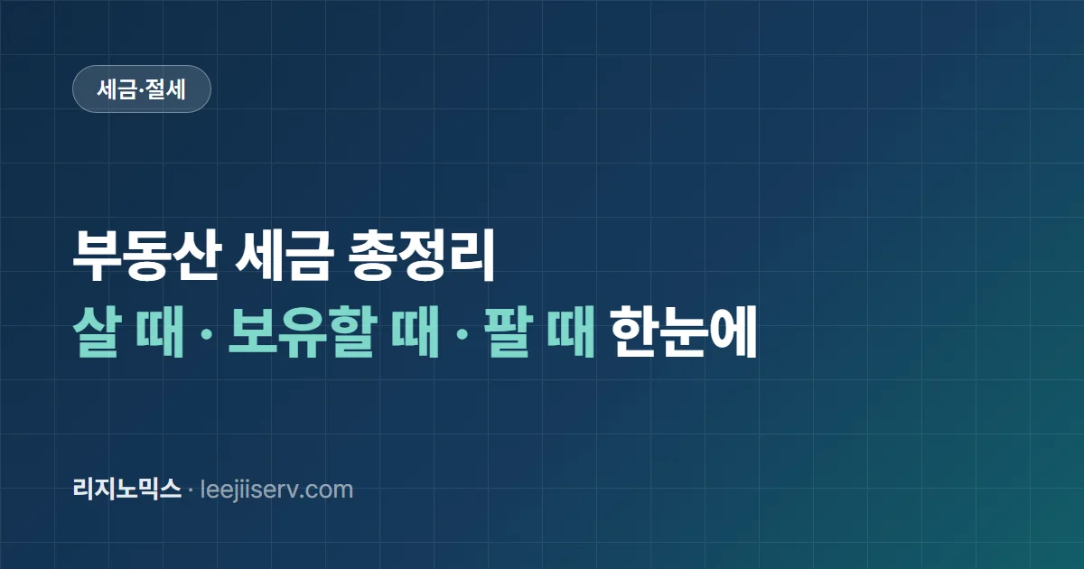 부동산 세금 총정리 — 살 때·보유할 때·팔 때 내는 세금 한눈에 (2026년 기준)