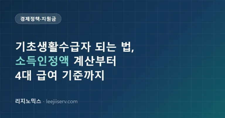 기초생활수급자 되는 법 — 생계·의료·주거·교육급여 4대 급여, 소득인정액 기준 (2026) 기초생활수급자 되는 법 — 생계·의료·주거·교육급여 4대 급여, 소득인정액 기준 (2026)