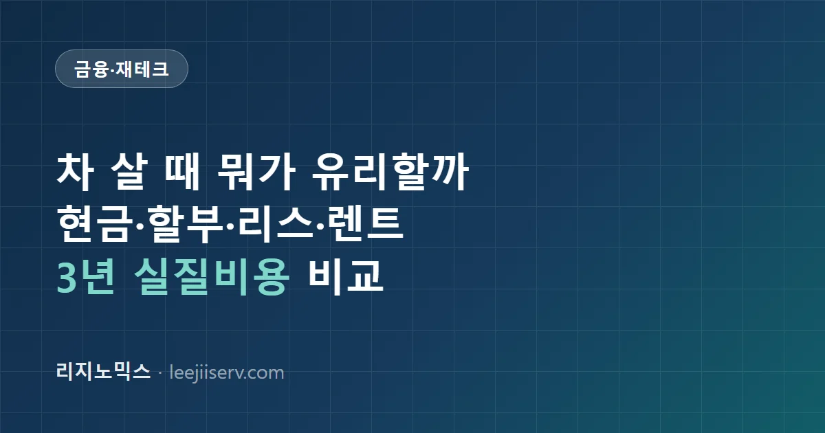 자동차 살 때 현금·할부·리스·장기렌트, 뭐가 유리할까 — 세금·잔존가치·중도해지 위약금까지 실전 비교 (2026년 기준)