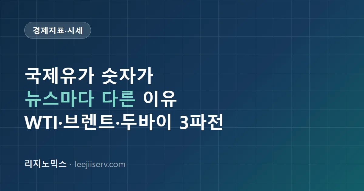 국제유가 종류 완전 정리 — WTI·두바이·브렌트, 왜 뉴스마다 숫자가 다른가 (2026)