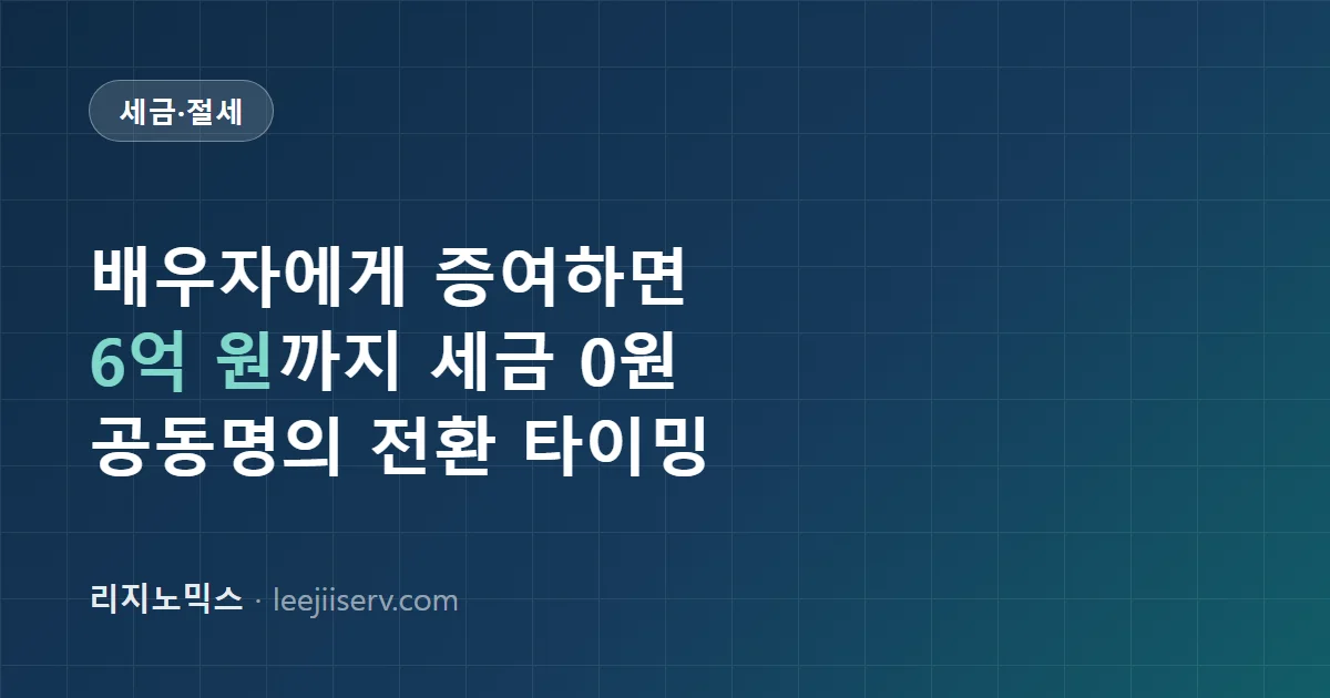 배우자 증여재산공제 6억 원 활용법 — 이월과세 10년 룰과 공동명의 전환 타이밍 (2026)
